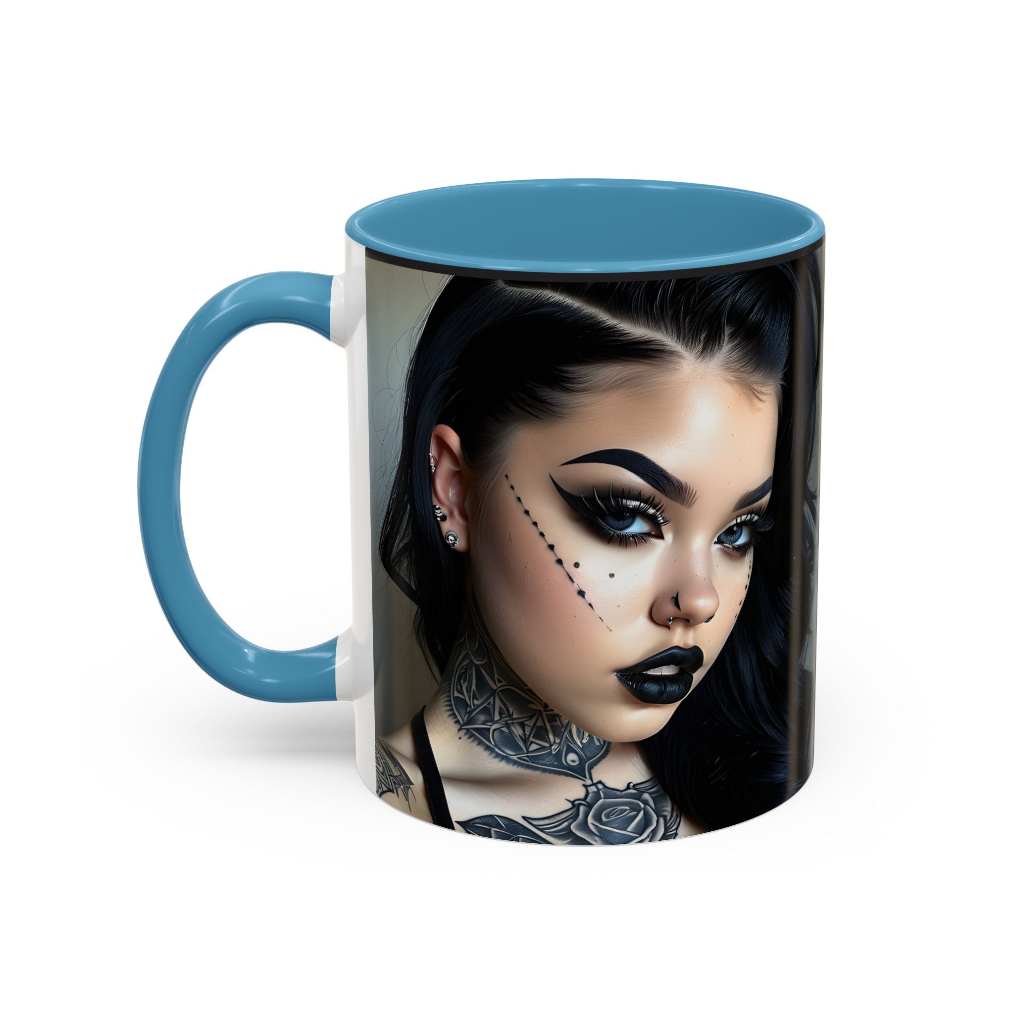 Goth Tattoo Girl Accent Coffee Mug – 11/15oz Black-Lined Ceramic
