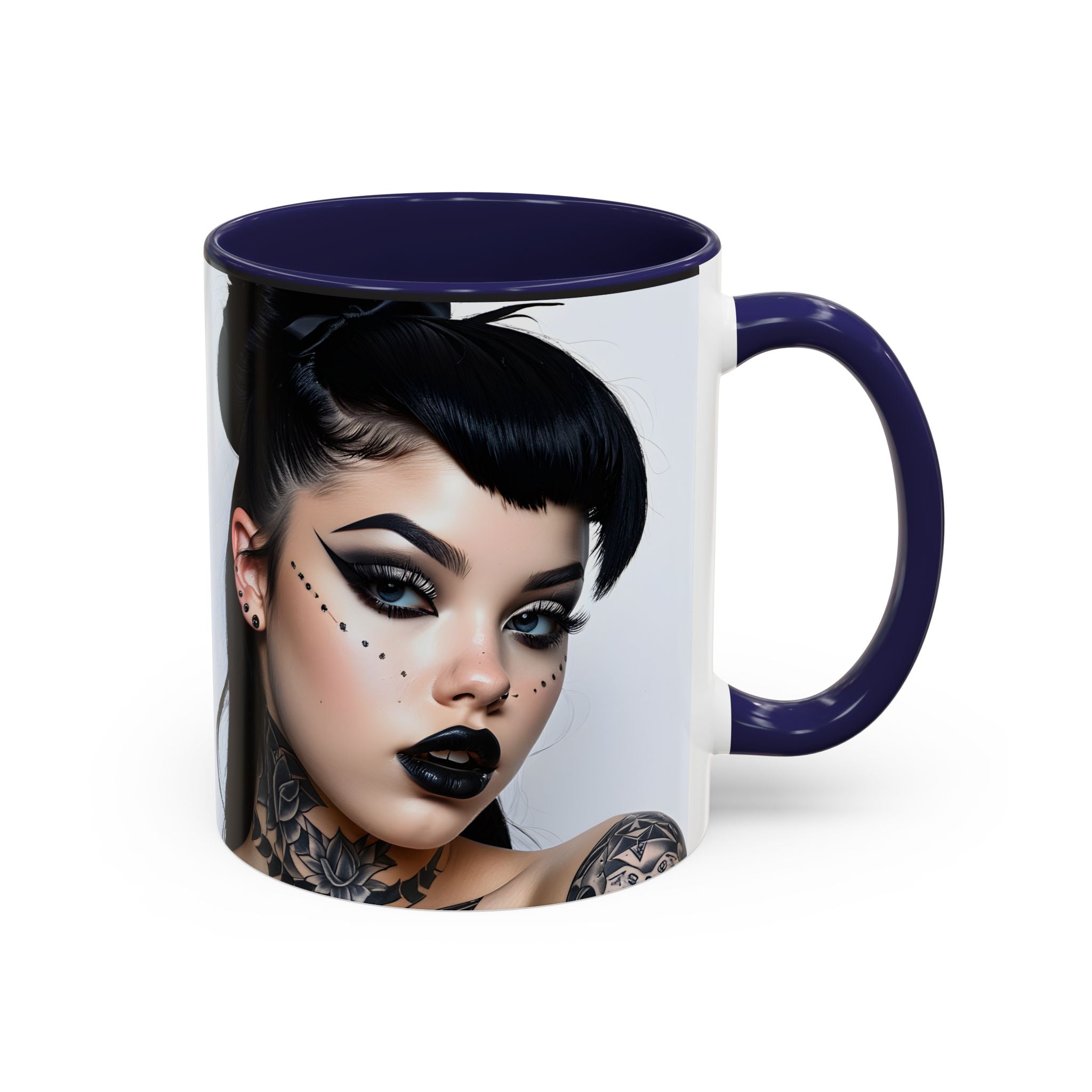 Goth Tattoo Girl Accent Coffee Mug – 11/15oz Black-Lined Ceramic