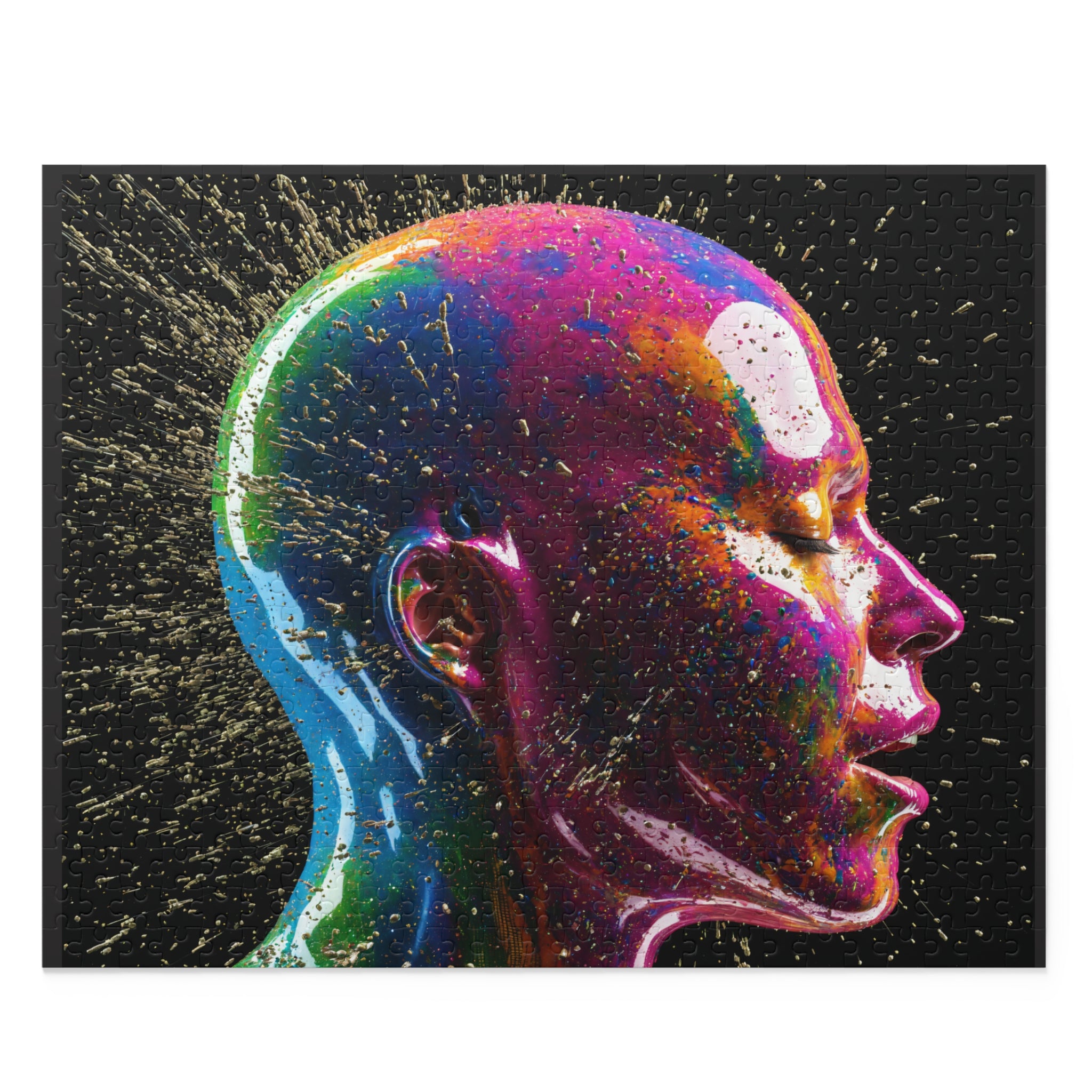 Abstract Neon Head Jigsaw Puzzle — Colorful Surreal Portrait (120/252/500 pcs)
