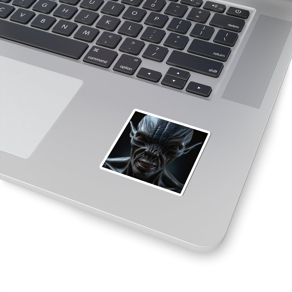 Vampiric Demon Portrait Sticker — Dark Gothic Horror Kiss‑Cut Decal
