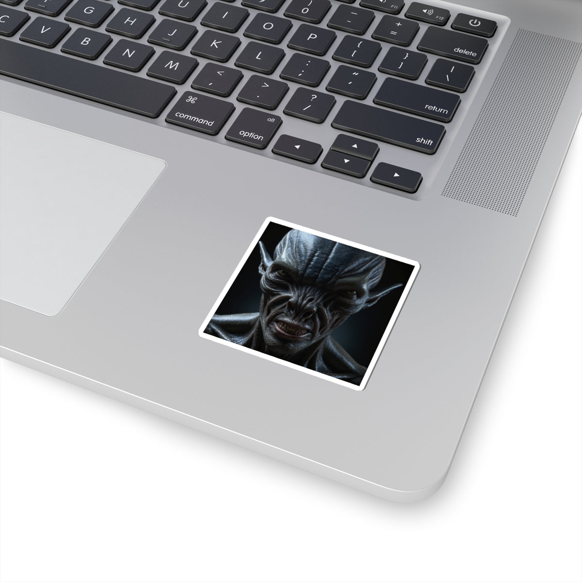 Vampiric Demon Portrait Sticker — Dark Gothic Horror Kiss‑Cut Decal