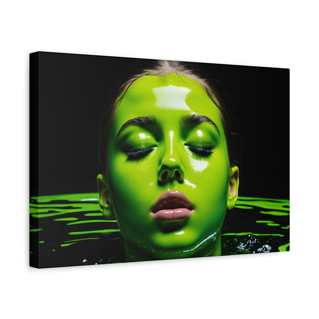 Neon Green Portrait Matte Canvas Print — Stretched Wall Art