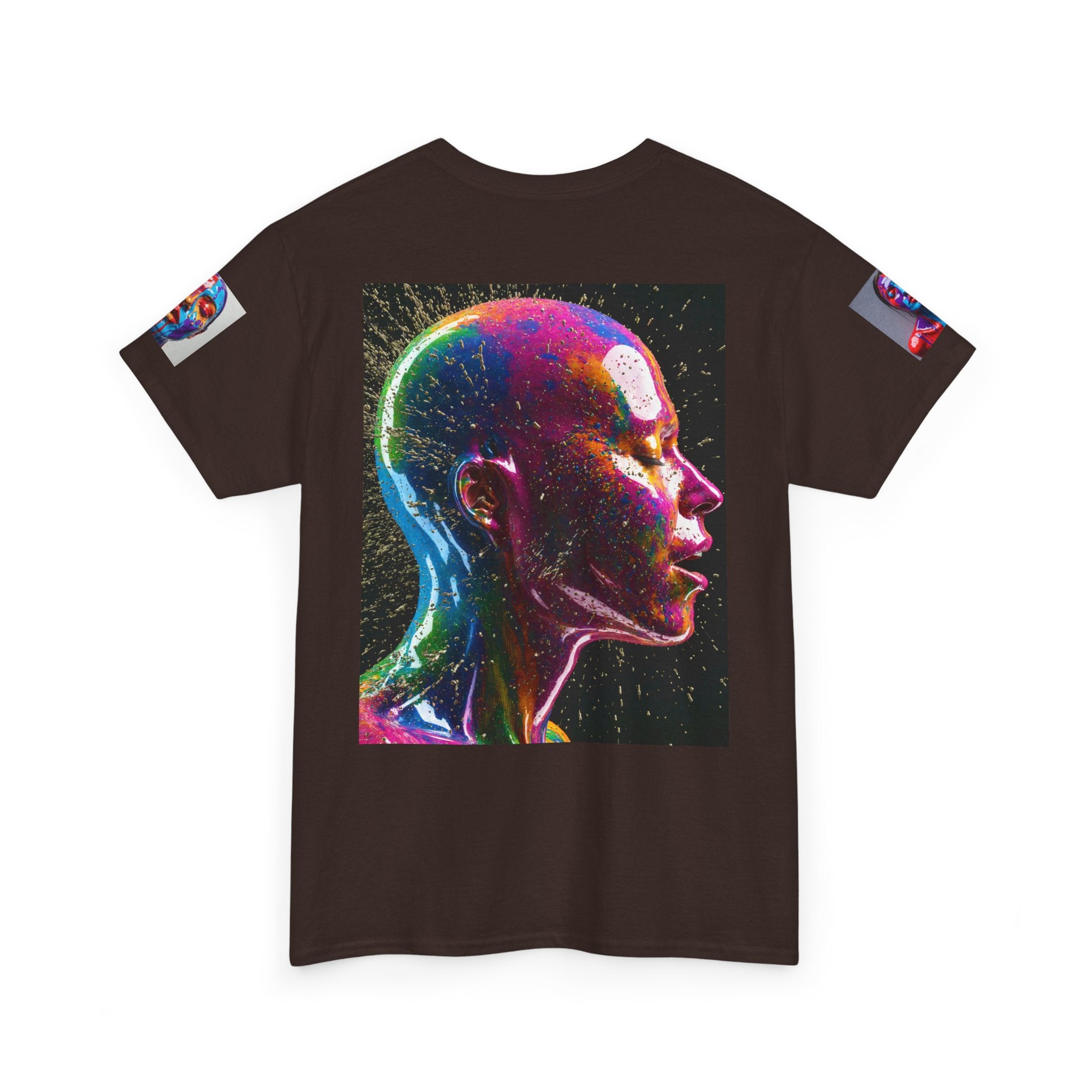 Psychedelic Head Profile Tee — Colorful Neon Abstract Portrait T-Shirt