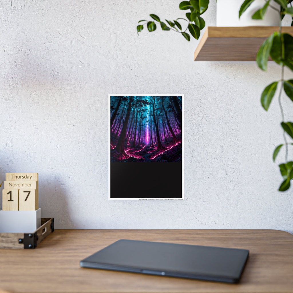 Neon Forest Gloss Poster — Vibrant Fantasy Landscape Wall Art