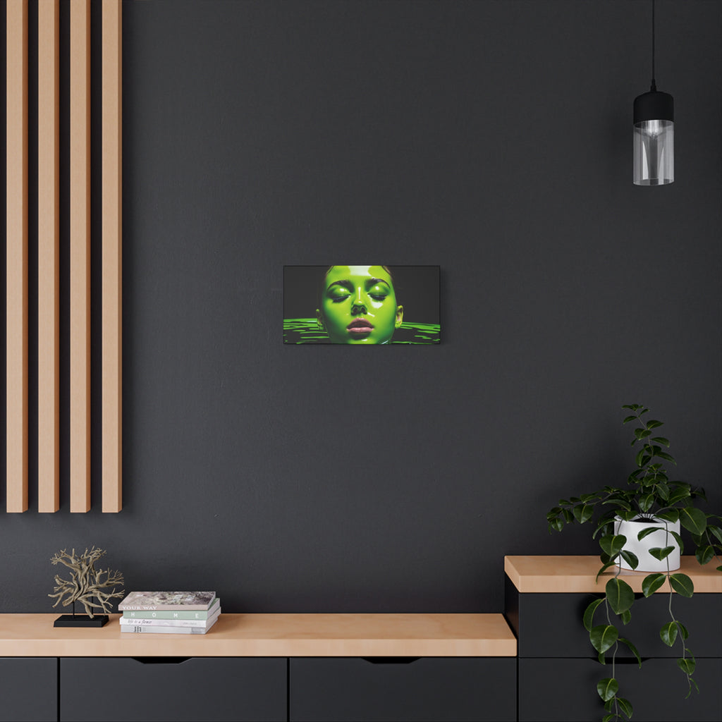 Neon Green Portrait Matte Canvas Print — Stretched Wall Art