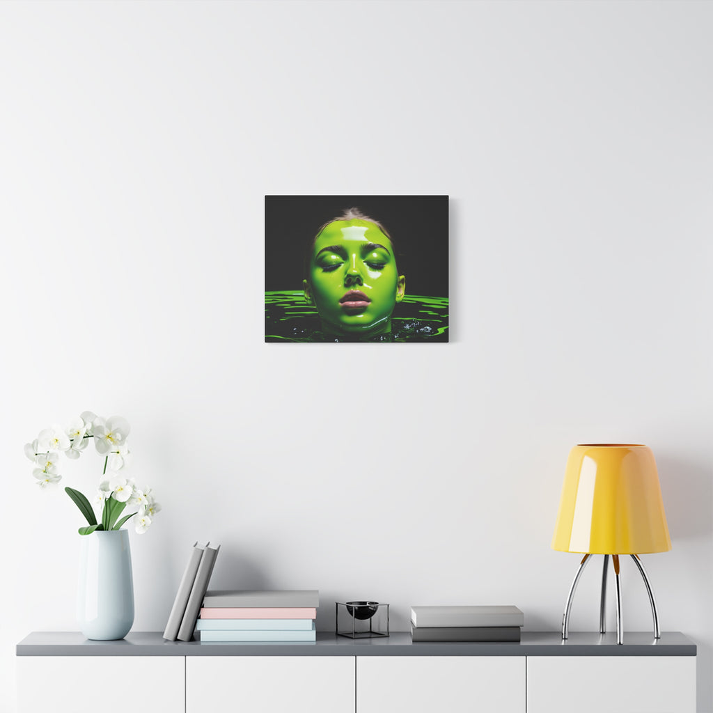 Neon Green Portrait Matte Canvas Print — Stretched Wall Art
