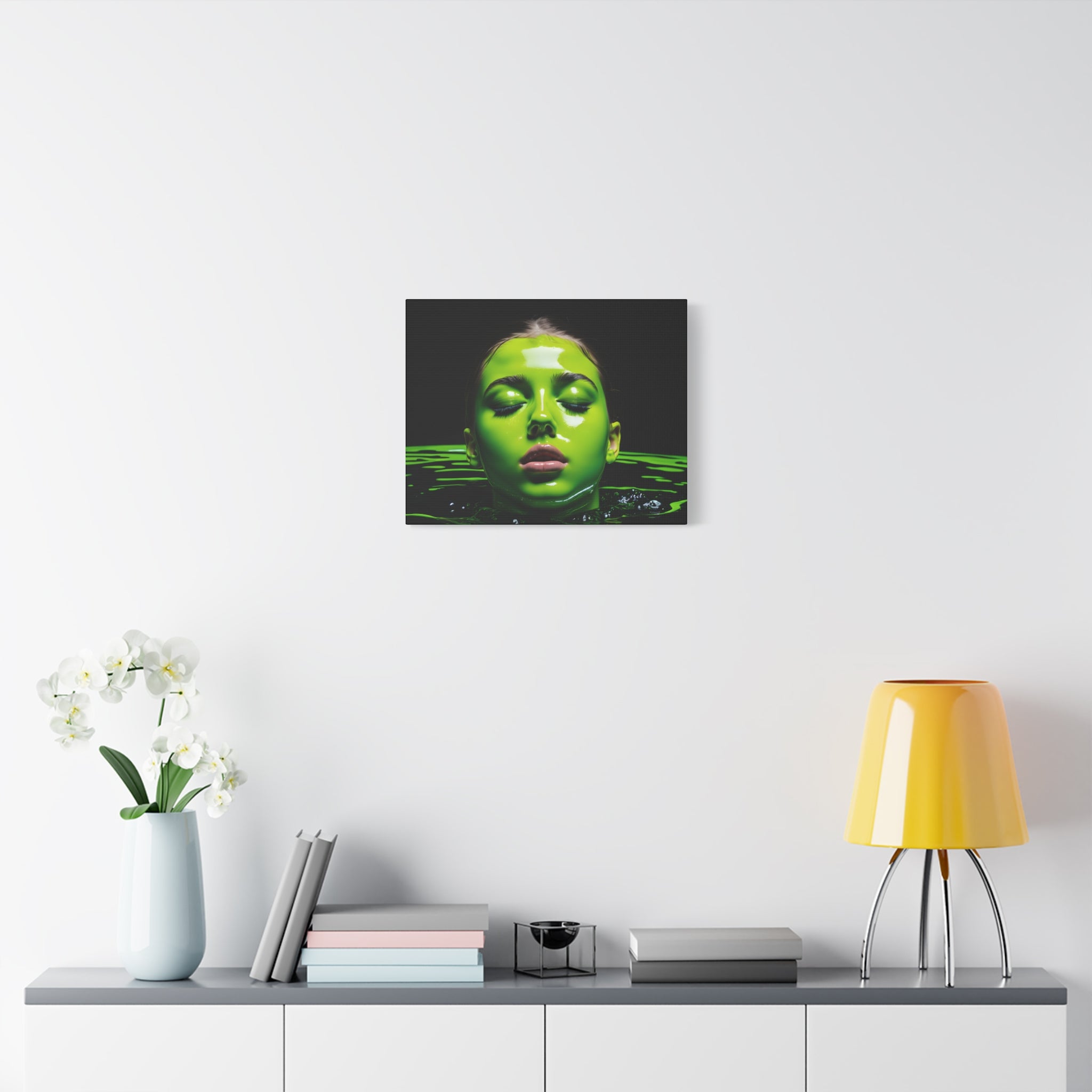Neon Green Portrait Matte Canvas Print — Stretched Wall Art
