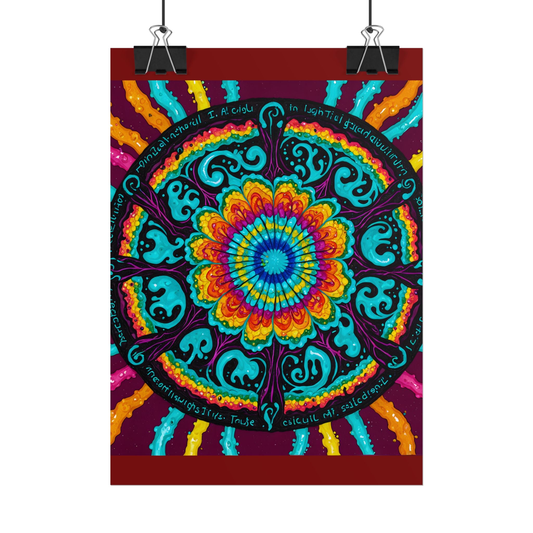 Affiche roulée — Art mural Mandala psychédélique vibrant